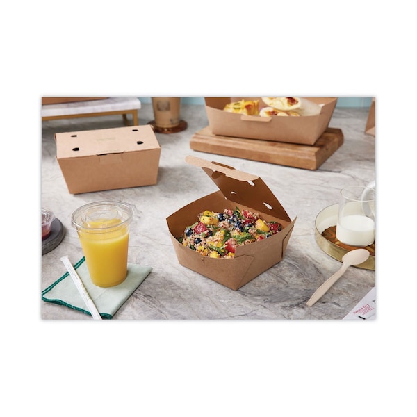 Pactiv Evergreen EarthChoice Tamper Evident OneBox Paper Box, 4.5 x 4.5 x 2.5, Kraft, PK312, 312PK NOB01KECTE - main
